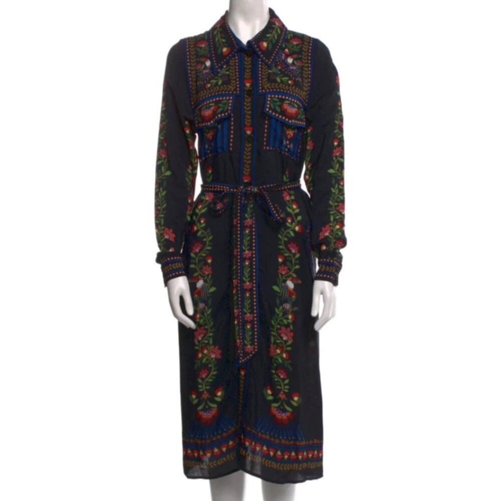 Farm Rio Printed Midi Length Dress Size: XS